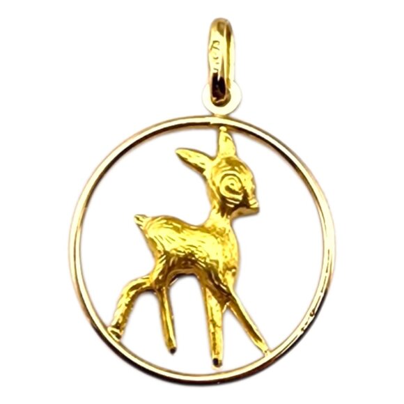 Estate Jewelry - 18 Karat Yellow Gold Baby Dear Pendant #23079